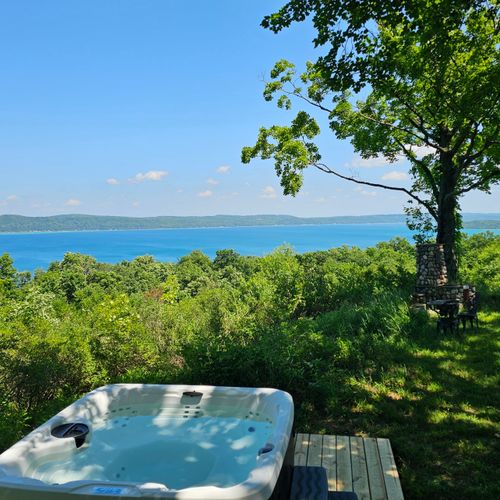 OVERVIEW:  The hot tub with a great view of Crystal Lake!