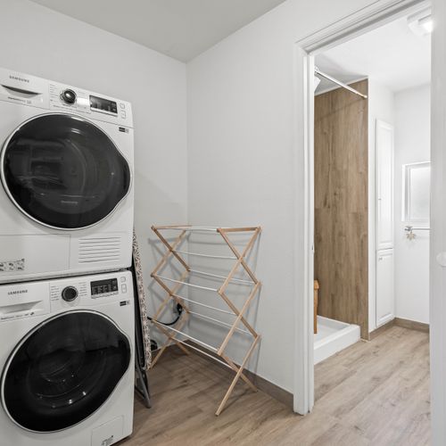 Washer and dryer located for your convenience.