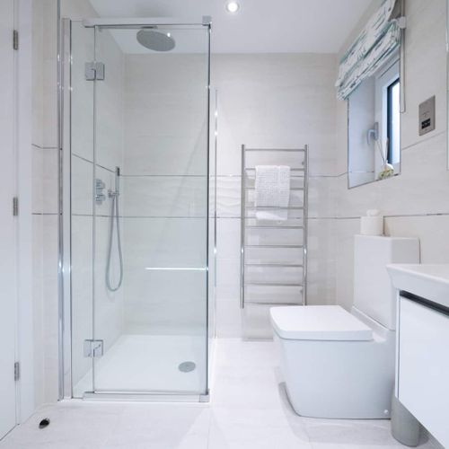 Bathroom with bath, shower, toilet and sink
