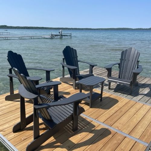 Overall:  the fun adirondack chairs that are out on the end of the dock!
