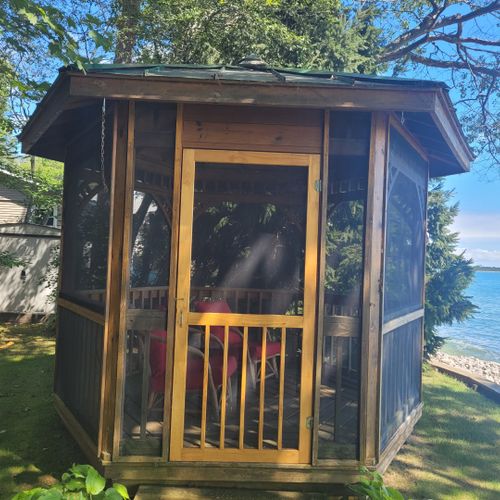 Exterior:  the private screened-in gazebo.