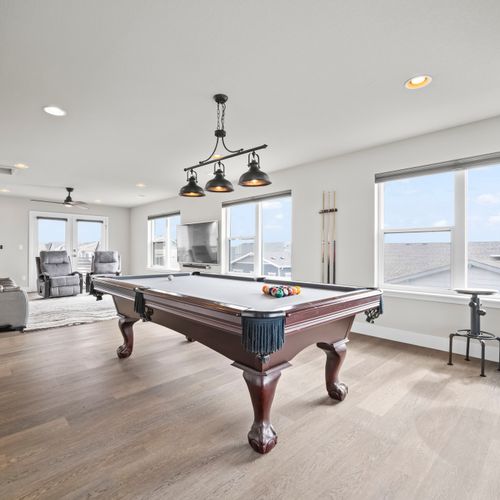 Pool table setup that turns any evening into a tournament.