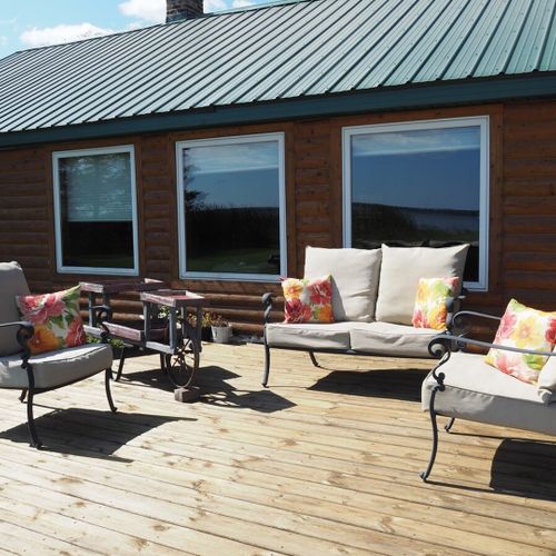 Overall:  the large backyard deck, which faces the lake.