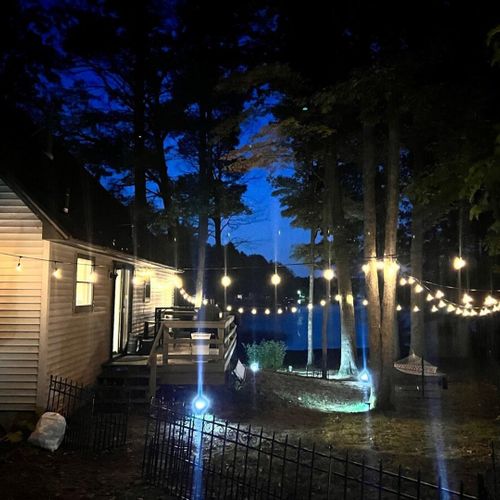 Overall:  the deck and backyard at night!
