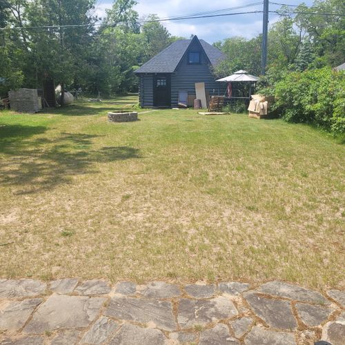 Exterior: the view of the front yard from the front porch, garage is not for guest use
