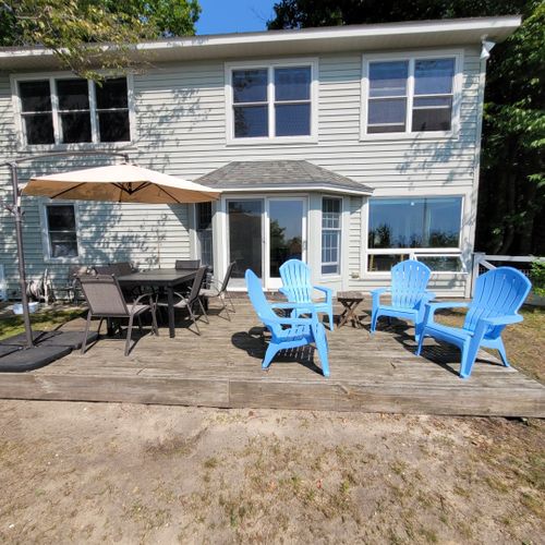 Overall:  there is a fun and family-friendly backyard deck with a great view of lake michigan!