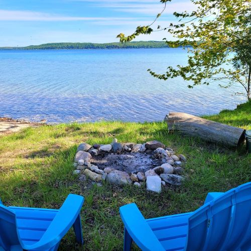 Exterior:  the private bonfire ring right on the lake!