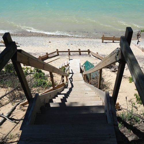 Exterior:  the second section of stairs down to the beach.