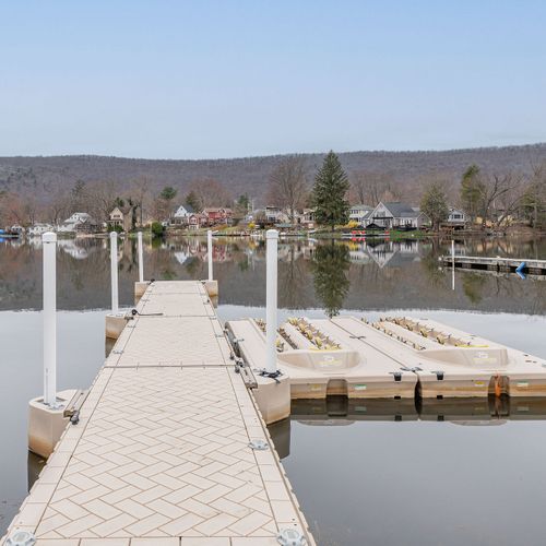 The dock awaits! Complete with stations for kayaks and paddle boats.