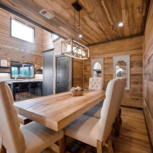 The formal dining table with seating for 8