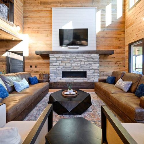 Leather couches and lounge seats.