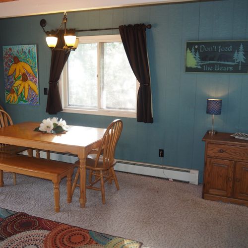 Dining area:  the chalet has a cute dining area with seating for up to 6 adults.