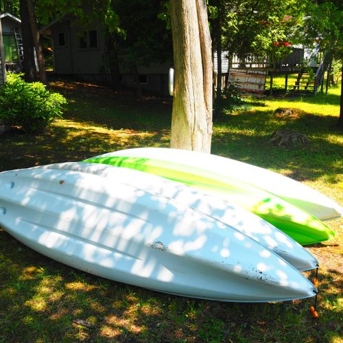 Exterior:  the 4 kayaks that are available for guests to use at no charge.
