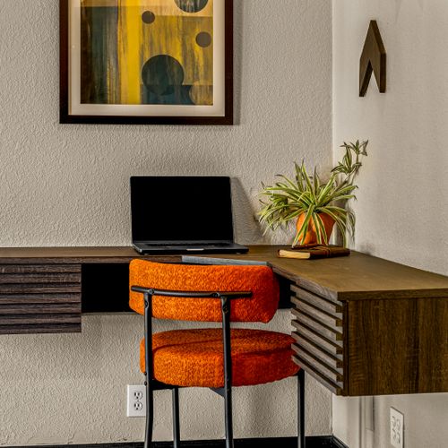 This stylish corner with fast wi-fi keeps you plugged in and productive