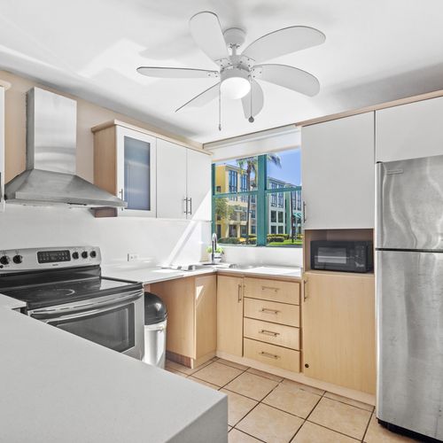 Cook with a view, as natural light streams into the kitchen.