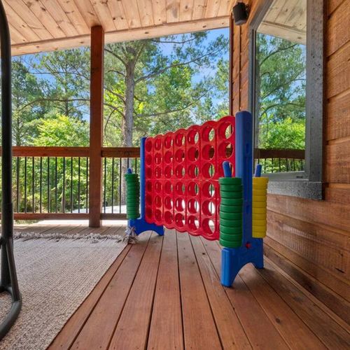 The private balcony has games like mega connect-4!