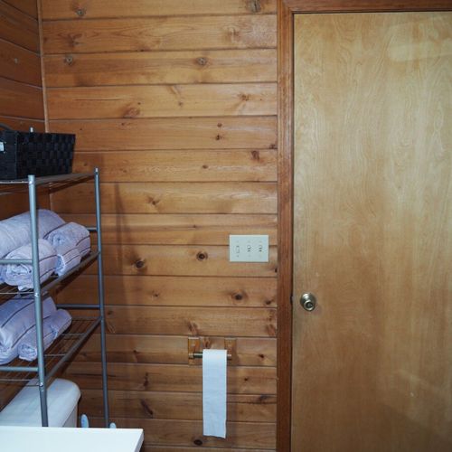 Bathroom #2 (upstairs):  this is a private en suite full bathroom for bedroom #2. This is the only upstairs bathroom though, so guests in bedrooms #3 and #4 may wish to use it as well.
