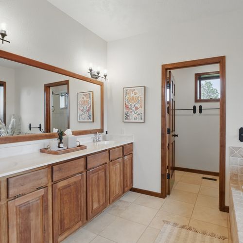 Modern double vanity setup with plenty of counter space.