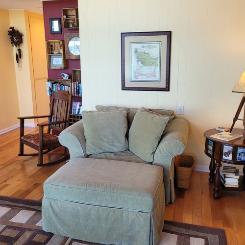 LIVING ROOM #1 (SECOND FLOOR):  The big comfy chair that is in the living room