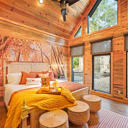 Ready to call it a day? Rest beneath a canopy of fall colors in the dreamy autumn-inspired retreat.