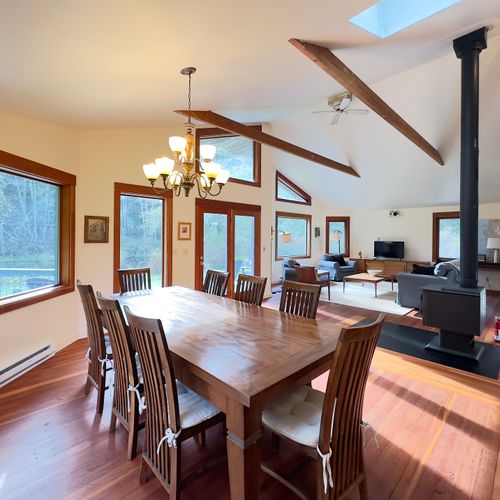 Dining and Living Space with views to the pond