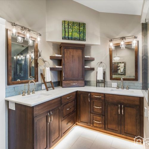 The expansive master ensuite bathroom boasts a double vanity, offering ample space and luxury for your daily routines.