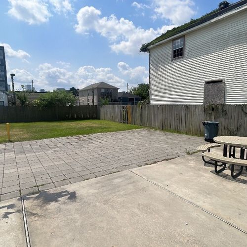 Backyard and parking area