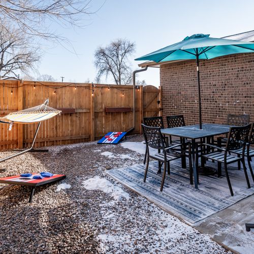 Unwind on the patio with outdoor seating and soak up the colorado sunshine. Please note the patio furniture may be put into storage during the winter months.