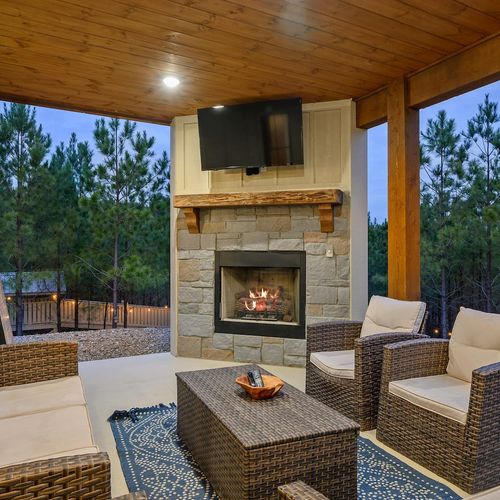 The lower level is where you will find the covered patio!