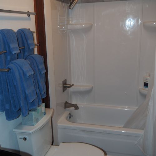 Bathroom:  the cottage has a full bathroom, which includes a combination tub and shower.