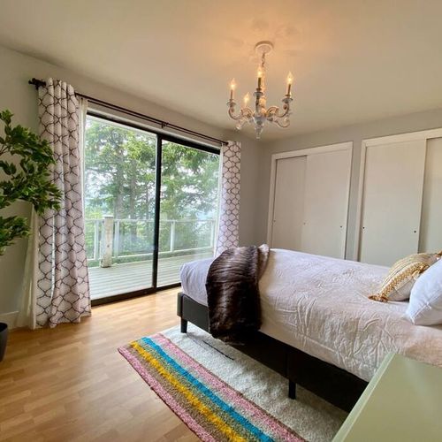 Waterviews and private entry to the balcony and outdoors.