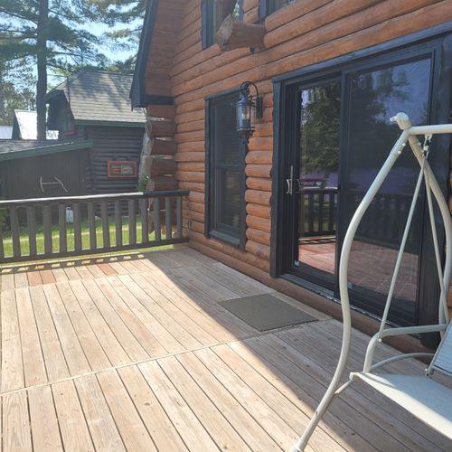 Exterior:  the back porch with a swinging bench for relaxing