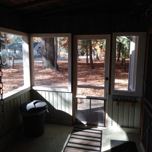 Front porch: the private screened-in front porch.