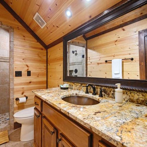 The suite's private bathroom with walk-in shower.