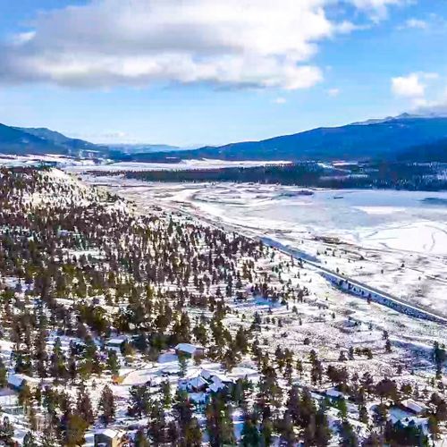 A view of twin lakes beach on a bright winter morning.