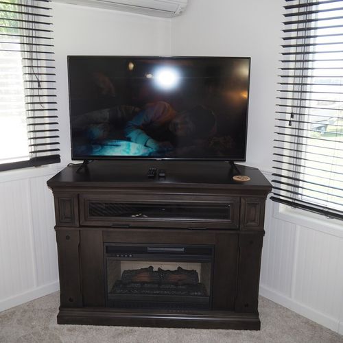 Living room:  the home has a comfy living room with new furniture and a nice view of manistee lake.