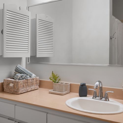 Fresh and functional bathroom with a clean vanity, perfect for getting ready for a day of adventures.