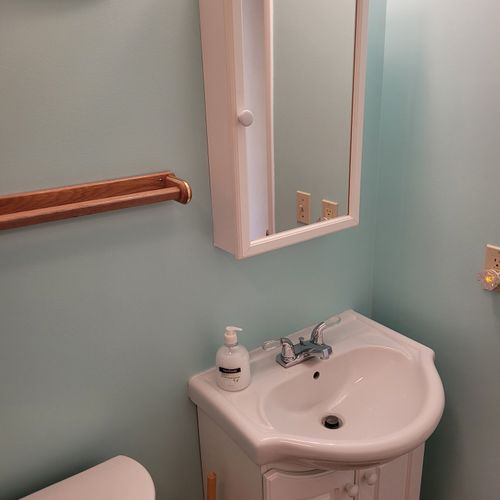 Bathroom:  full bathroom with walk-in shower.