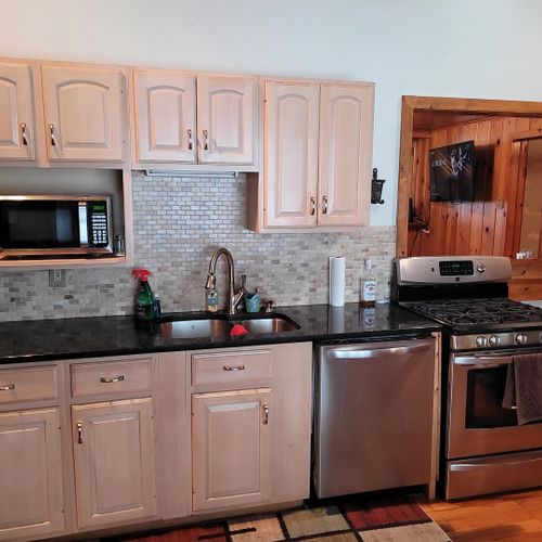 Kitchen:  the home has a very large kitchen with all appliances including a dishwasher as well as a dining area that seats 4 adults.