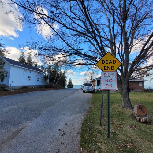 Exterior:  looking down the street at the public access point on crystal point