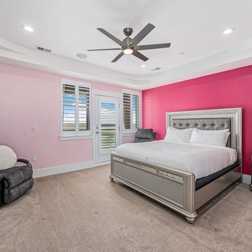 Beautiful built-ins and soft carpet make this room both functional and full of quiet charm.
