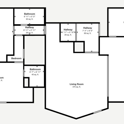 Floorplan for the main level of Spotted Deer Hideaway.