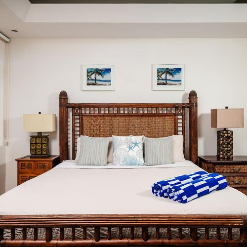 Comfortable master bedroom with a King bed