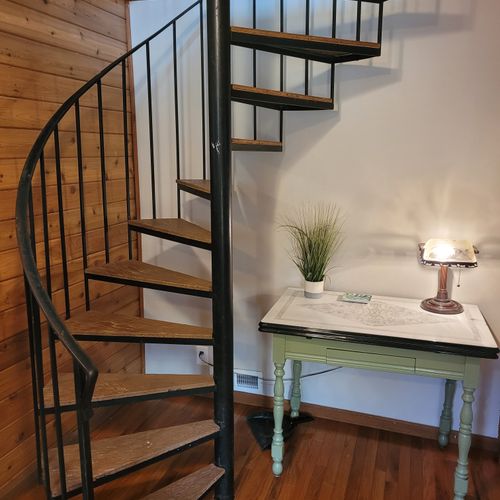 Stairs:  there is a spiral staircase up to the second floor loft. It might be difficult for elderly individuals and/or young children to use.