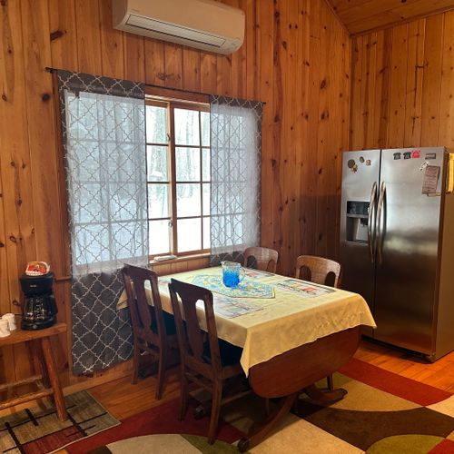 Kitchen:  the home has a very large kitchen with all appliances including a dishwasher as well as a dining area that seats 4 adults.