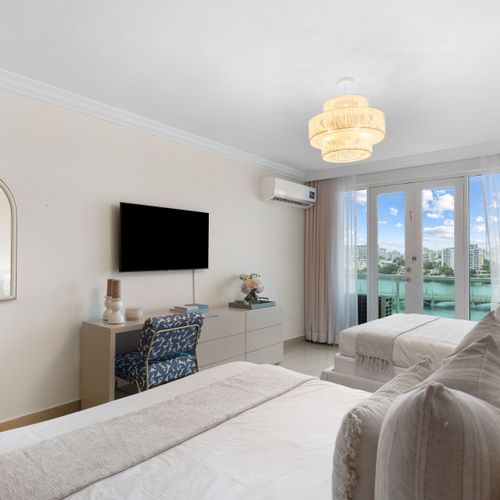 Comfortable and stylish. Two beds offer flexibility for families or friends.