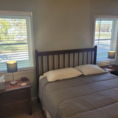 Overall:  the lovely master bedroom, which includes private television, private en suite bathroom, and a walk-in closet.