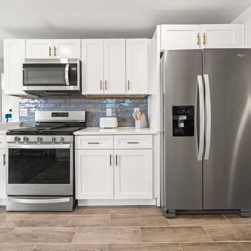 Enjoy true comfort in the kitchen with sleek stainless-steel, functional appliances.