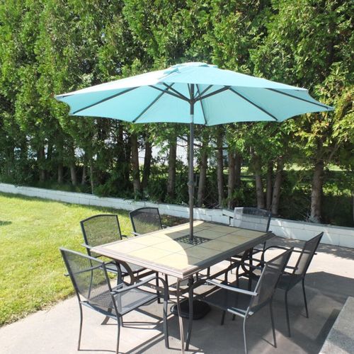 Exterior:  the outdoor dining furniture