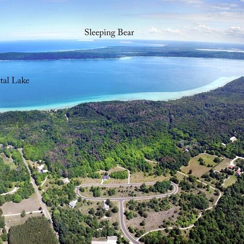 Exterior:  a nice aerial photo showing where the property is on crystal lake.